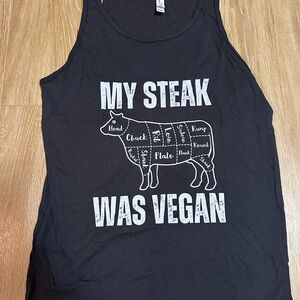 My steak was vegan tank top funny carnivore gym tank top UNISEX
